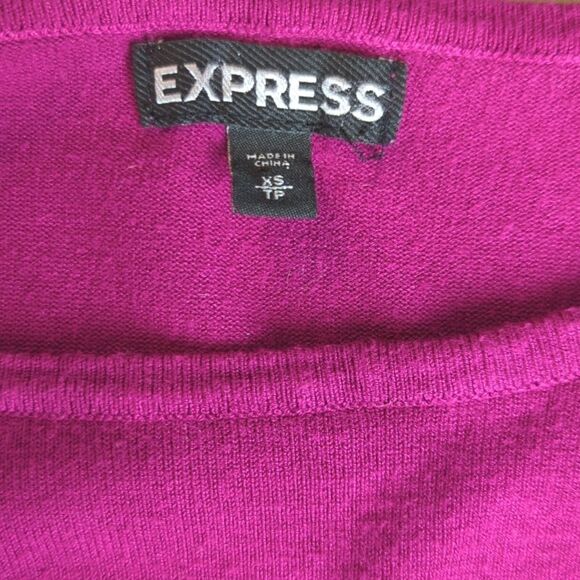 Express Fucsia/Raspberry Rain Blend Sweater Mini-Dress with Front Rusched Panel - Picture 8 of 9